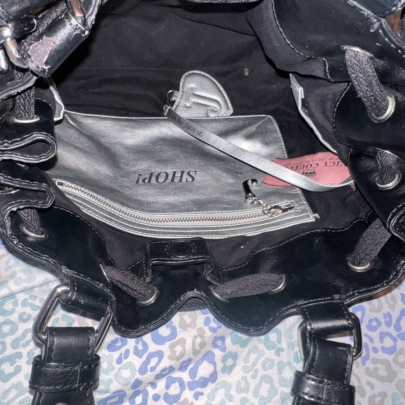 SOLD Vintage Black Juicy Couture Purse Mini Tote Bag Daydreamer Heart Y2K - Picture 4 of 10